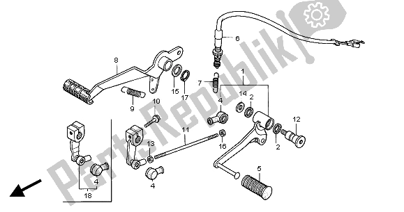 All parts for the Brake Pedal & Change Pedal of the Honda CB 600F Hornet 2005