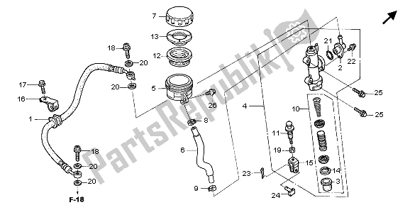 Todas las partes para Rr. Cilindro Maestro Del Freno de Honda TRX 680 FA 2007