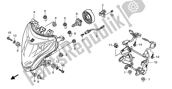 All parts for the Headlight of the Honda CB 600F Hornet 2011