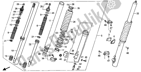 Todas las partes para Tenedor Frontal de Honda XR 250R 1987