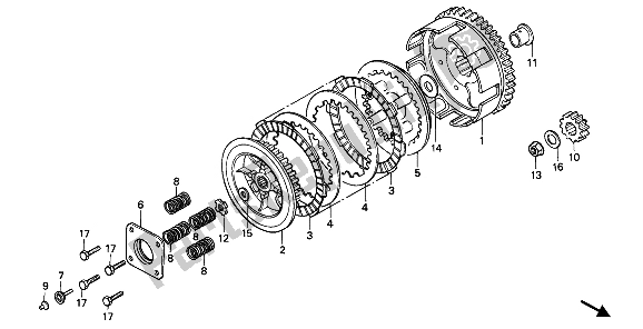 All parts for the Clutch of the Honda NSR 50S 1989