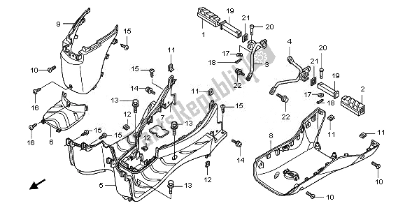 All parts for the Floor Step & Pillion Step of the Honda PES 150R 2010