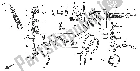 All parts for the Handle Lever & Switch & Cable of the Honda TRX 400 EX Sportrax 2005