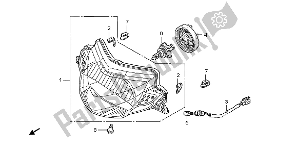 Tutte le parti per il Faro del Honda ANF 125 2012