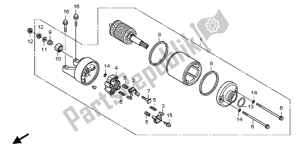 All parts for the Starting Motor of the Honda CB 1300A 2009