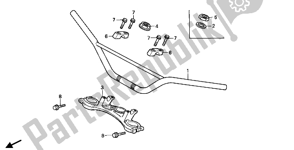 All parts for the Handle Pipe & Top Bridge of the Honda CR 80R 1993