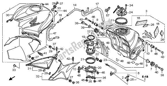 Alle onderdelen voor de Benzinetank van de Honda CBR 600 RR 2009