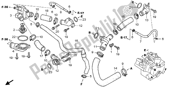 All parts for the Water Hose of the Honda VFR 800 2007