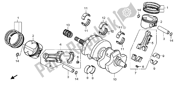 All parts for the Crankshaft & Piston of the Honda VFR 800X 2012