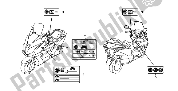 Todas las partes para Etiqueta De Precaución de Honda FJS 400D 2009