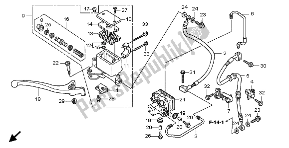 All parts for the Fr. Brake Master Cylinder of the Honda FES 125A 2007