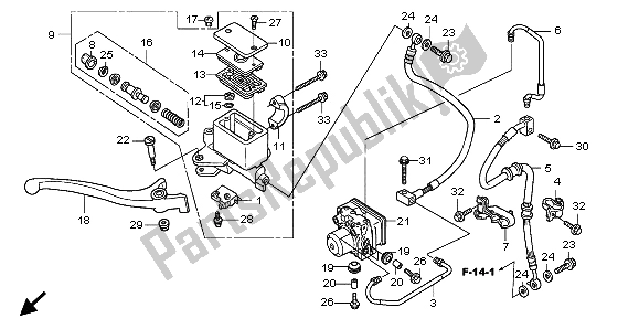 All parts for the Fr. Brake Master Cylinder of the Honda FES 125A 2007