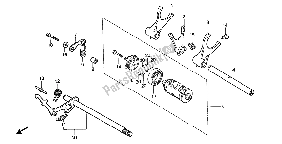 All parts for the Gearshift Drum of the Honda XL 600V Transalp 1992