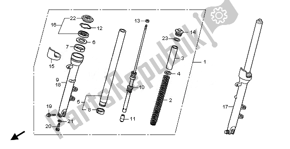 All parts for the Front Fork of the Honda CBF 1000A 2010
