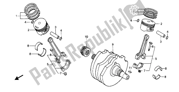 All parts for the Crankshaft & Piston of the Honda NTV 650 1993