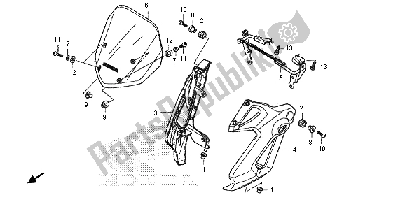 Tutte le parti per il Cappuccio Anteriore del Honda NC 700 SA 2013