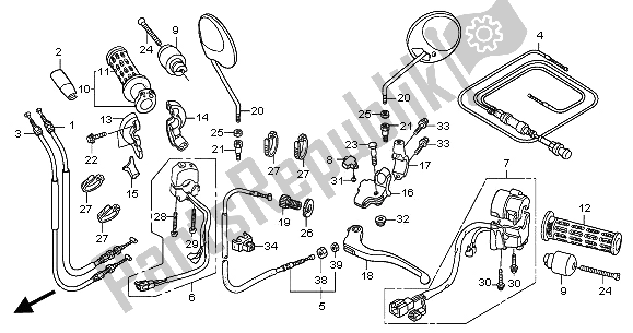All parts for the Handle Lever & Switch & Cable of the Honda XL 125V 2001