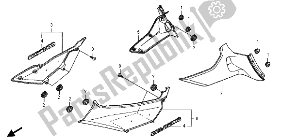 All parts for the Side Cover of the Honda GL 1800 2013