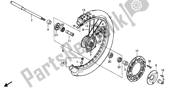 All parts for the Front Wheel of the Honda CR 500R 1 1990