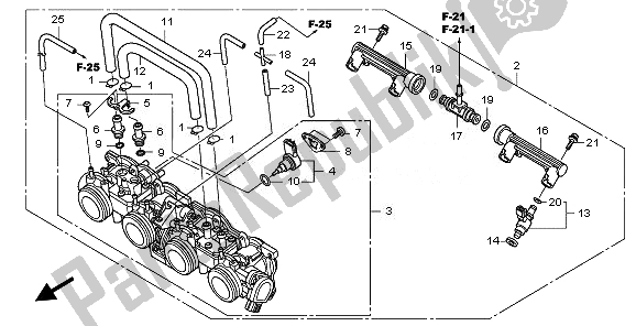 All parts for the Throttle Body of the Honda CBF 600 NA 2010