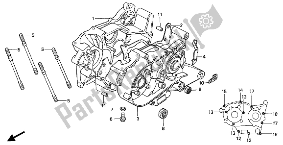 All parts for the Crankcase of the Honda NSR 50S 1994