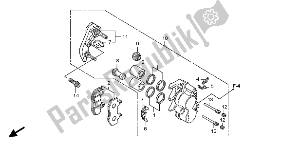 All parts for the Front Brake Caliper of the Honda SH 150D 2009