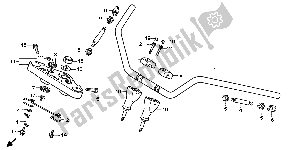 Todas las partes para Manejar Tubo Y Puente Superior de Honda VT 1100C3 1998