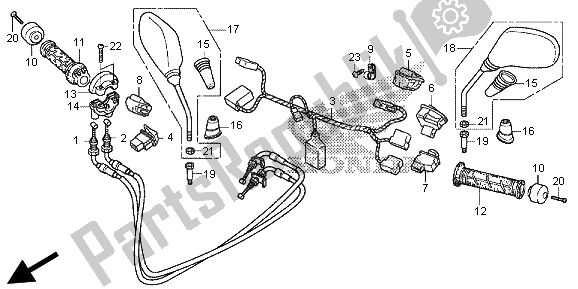 Alle onderdelen voor de Schakelaar & Kabel & Spiegel van de Honda SH 300 RA 2013