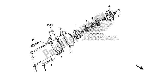 Alle onderdelen voor de Waterpomp van de Honda CRF 250X 2013