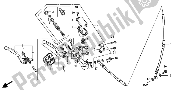 All parts for the Fr. Brake Master Cylinder of the Honda CRF 450R 2004