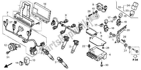 Toutes les pièces pour le Sous Harnais du Honda VFR 1200 FD 2013