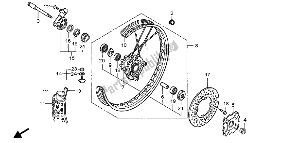 Todas las partes para Rueda Delantera de Honda XR 650R 2000