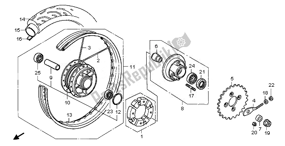All parts for the Rear Wheel of the Honda ANF 125 2010
