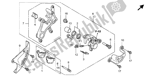 Tutte le parti per il Pinza Freno Posteriore del Honda CRF 250X 2007