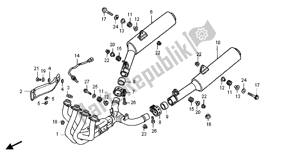 All parts for the Exhaust Muffler of the Honda CB 1100 SF 2001