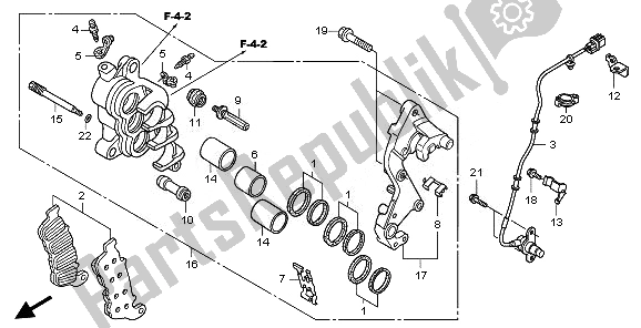 All parts for the Front Brake Caliper (r.) of the Honda CBF 600 NA 2008