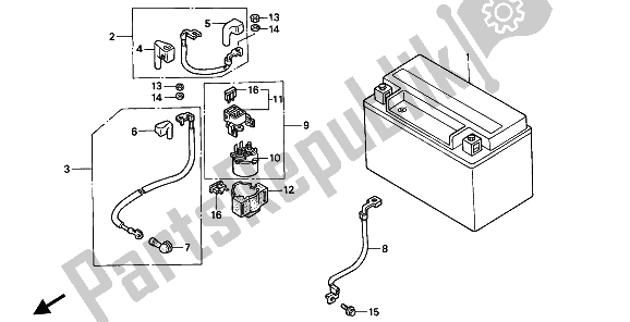 All parts for the Battery of the Honda VFR 400R3 1991