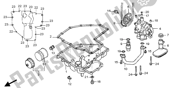 All parts for the Oil Pan & Oil Pump of the Honda CB 1000F 1995