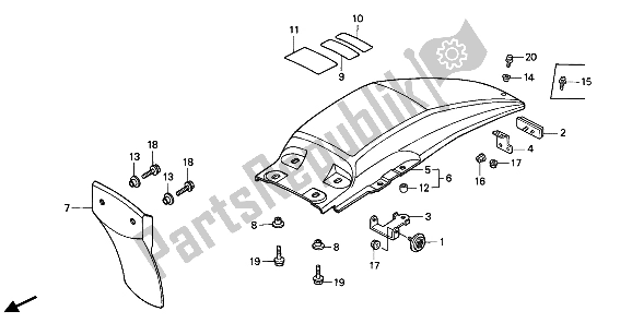 Todas las partes para Guardabarros Trasero de Honda XR 80R 1986