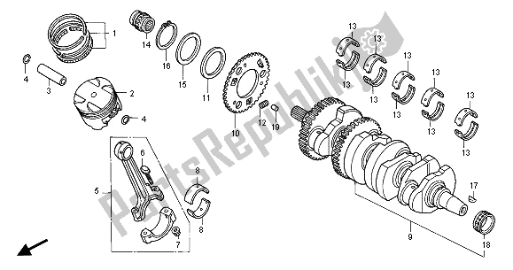 All parts for the Crankshaft & Piston of the Honda CBR 1100 XX 2001