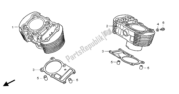 All parts for the Cylinder of the Honda VT 750C2 2001