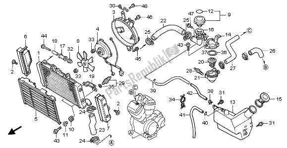 All parts for the Radiator of the Honda NTV 650 1997