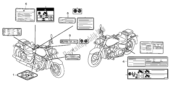 All parts for the Caution Label of the Honda VT 750C 2009