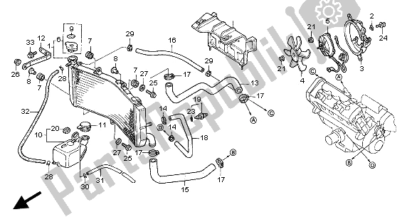 Tutte le parti per il Termosifone del Honda CBR 600F 2002