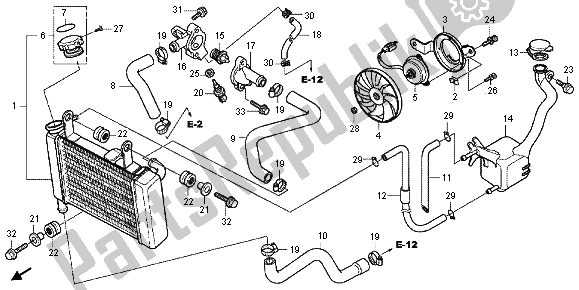 Alle onderdelen voor de Radiator van de Honda CBR 125 RS 2013