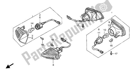 All parts for the Winker of the Honda VFR 750F 1996