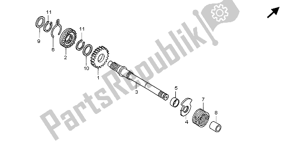All parts for the Kick Starter Spindle of the Honda ANF 125 2009