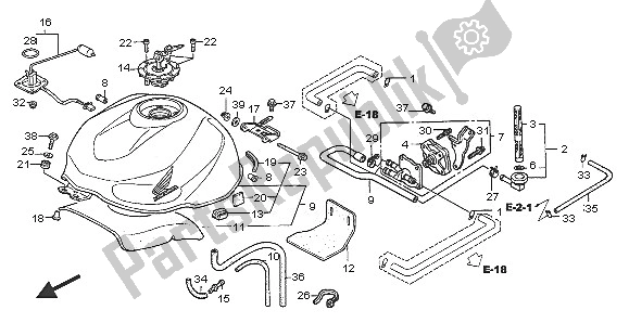 Alle onderdelen voor de Benzinetank van de Honda VTR 1000F 2005