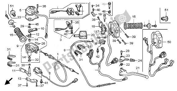 All parts for the Handle Lever & Switch & Cable of the Honda TRX 680 FA Fourtrax Rincon 2008
