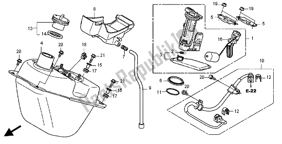 Todas las partes para Depósito De Combustible de Honda WW 125 EX2 2012